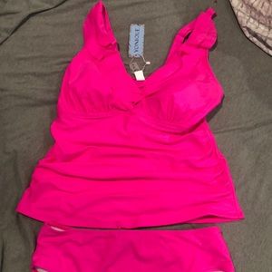 NWT Yonique tankini set Hot Pink sz XL
